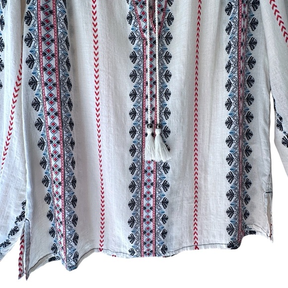 dylan White and Red Patterned Blouse - Picture 5 of 12